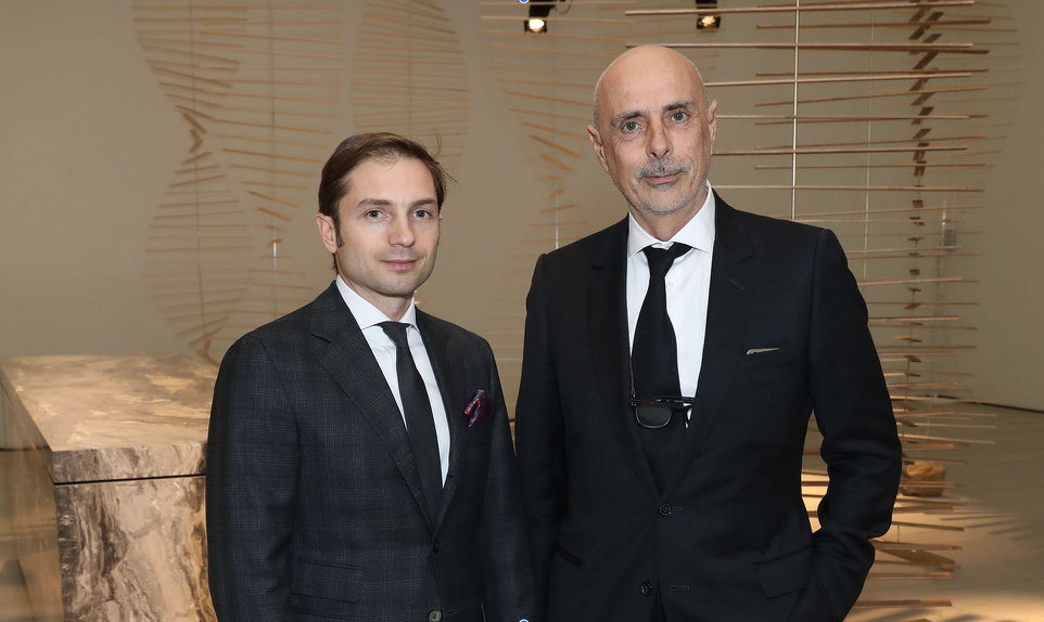 Emanuele Colombini, a sinistra, ad di Rossana, e Massimo Castagna, art director del brand