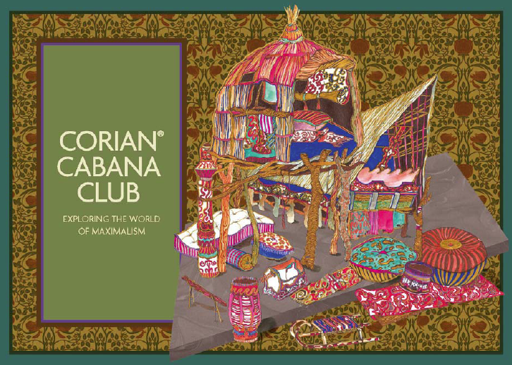 L'invito colorato alla mostra realizzata da Corian e Cabana 