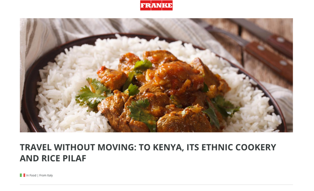 Le ricette pubblicate sul blog di Franke provengono da tutto il mondo, come il riso pilaf del Kenia pubblicato in questa immagine 